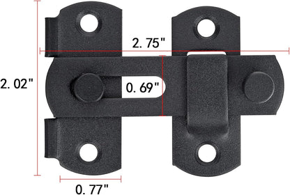 2 Packs Barn Door Latches，2.75” x 2.02” Matte Black Stainless Steel barn gate flip Door Latch Bi-fold Door Lock,Sliding Door Antique Lock Gate Latches Wine Cabinet Closet Door Latches  Small_Matte