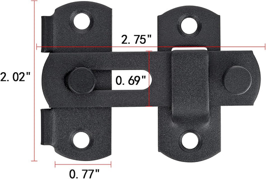 2 Packs Barn Door Latches，2.75” x 2.02” Matte Black Stainless Steel barn gate flip Door Latch Bi-fold Door Lock,Sliding Door Antique Lock Gate Latches Wine Cabinet Closet Door Latches  Small_Matte