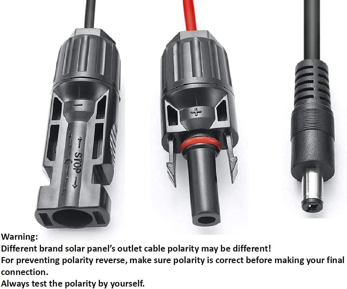 Solar Panel Connectors Compatible with M-C-4 Solar Connectors to DC Extension Cable 16AWG with DC 5.5mmx2.1mm, DC3.5x1.35mm,DC5.5x2.5mm and DC8mm Adapter for Portable Power Station Solar Generators