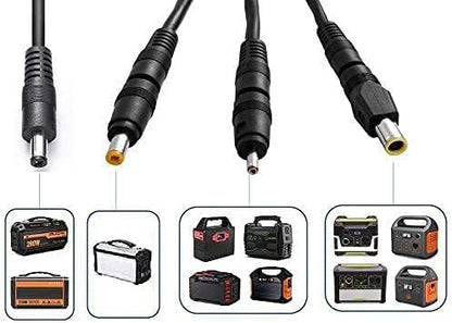 Solar Panel Connectors Compatible with M-C-4 Solar Connectors to DC Extension Cable 16AWG with DC 5.5mmx2.1mm, DC3.5x1.35mm,DC5.5x2.5mm and DC8mm Adapter for Portable Power Station Solar Generators