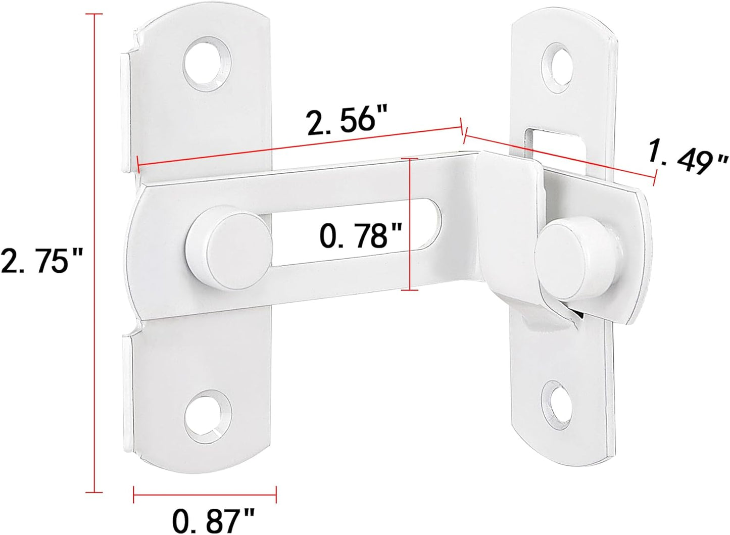 4 Packs Flip Door Sliding Latches，White 90 Degree Stainless Steel Bar Gate Latches Safety Door Lock,Sliding Door Antique Lock Gate Latches Wine Cabinet Carbon Steel Closet Door Latches  White    White