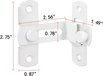 4 Packs Flip Door Sliding Latches，White 90 Degree Stainless Steel Bar Gate Latches Safety Door Lock,Sliding Door Antique Lock Gate Latches Wine Cabinet Carbon Steel Closet Door Latches  White    White