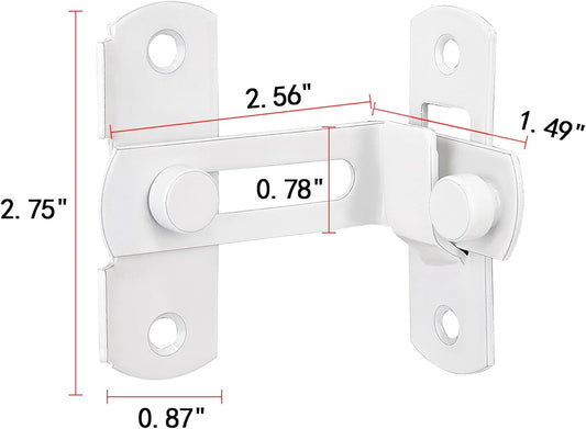 4 Packs Flip Door Sliding Latches，White 90 Degree Stainless Steel Bar Gate Latches Safety Door Lock,Sliding Door Antique Lock Gate Latches Wine Cabinet Carbon Steel Closet Door Latches  White    White