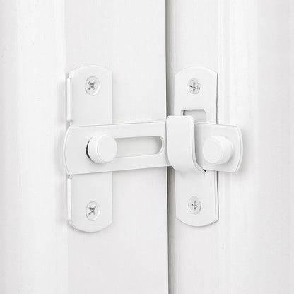 4 Packs Flip Door Sliding Latches，White 90 Degree Stainless Steel Bar Gate Latches Safety Door Lock,Sliding Door Antique Lock Gate Latches Wine Cabinet Carbon Steel Closet Door Latches  White    White