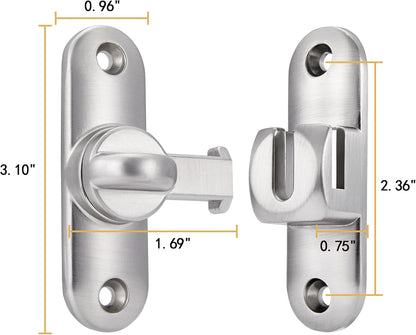 Silvery Barn Door Latches,90/180 Degree Gate Lock,Flip Gate Latches Hardware,Zinc Alloy Right Angle Door Lock Latch,Door Security Sliding Door Latch Lock for Cabinets,Bathroom Silvery_1 Pack
