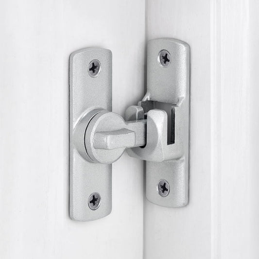 Silvery Barn Door Latches,90/180 Degree Gate Lock,Aluminum Alloy Right Angle Door Lock Latch,Flip Gate Latches Hardware,Door Security Sliding Door Latch Lock fo Cabinets,Barn Door,Bathroom  Silvery