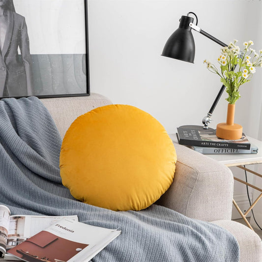 Solid Color Round Throw Pillow Sham, Round Pillow Covers for Home Decoration, Soft Warm Pillow Case (Red)