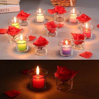 Clear Chunky Glass Lip Votive Candle Holders Tealight Votive Cups for Wedding Proposal, Spa, Aromatherapy, Meditation, 6 Counts by Shxstore Clear
