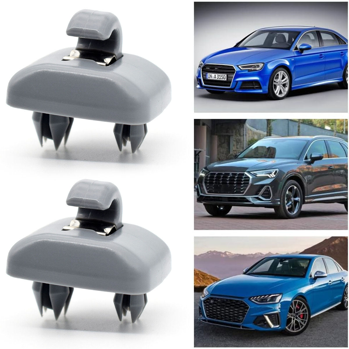 2x Sun Visor Clip Hook Mount Holder Compatible with Audi A1 A3 A4 A5 Q3 Q5 B6 B7 B8