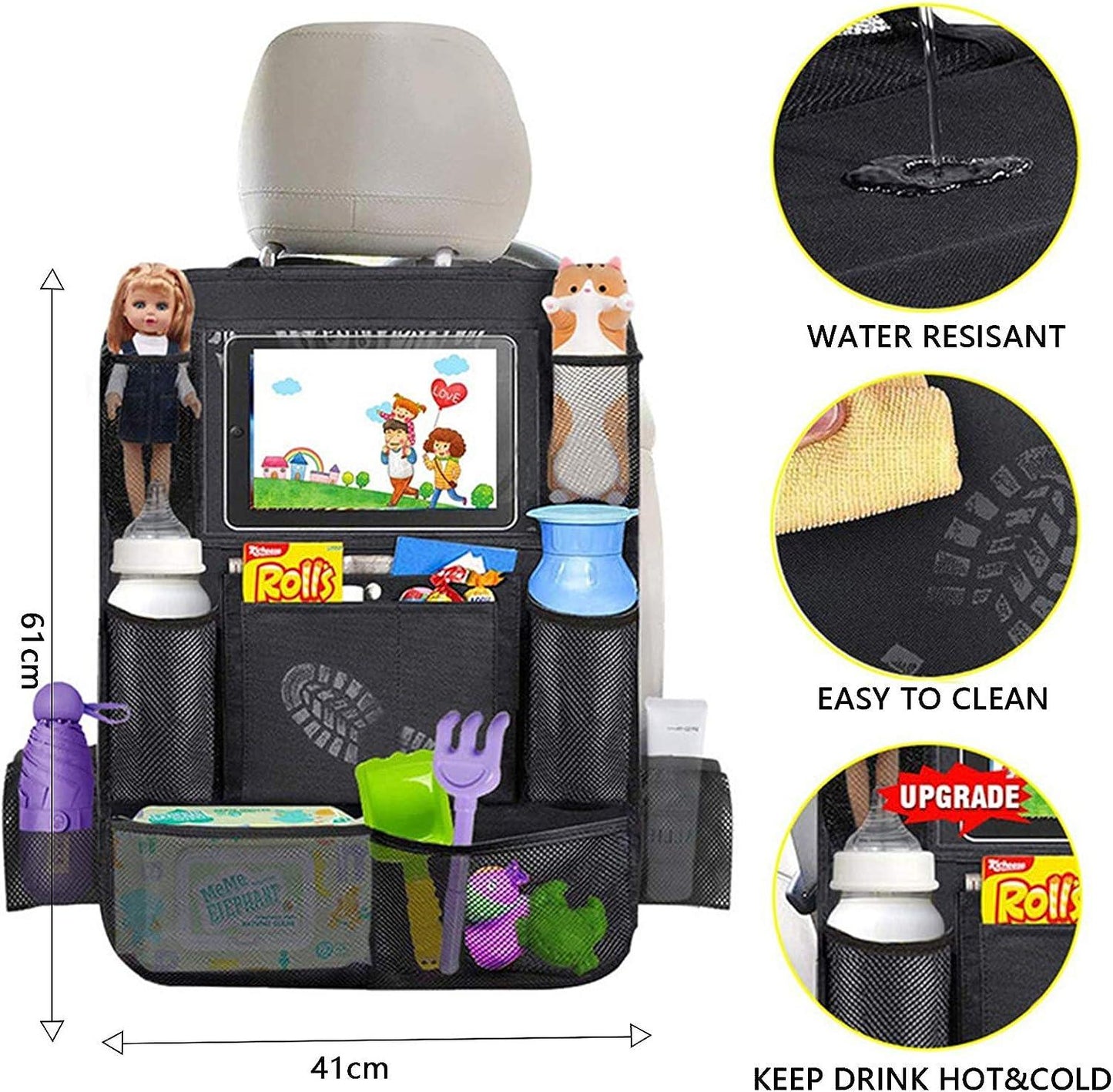2-PACK Universal car back seat mobile/tablet multiple holders Black Black Black