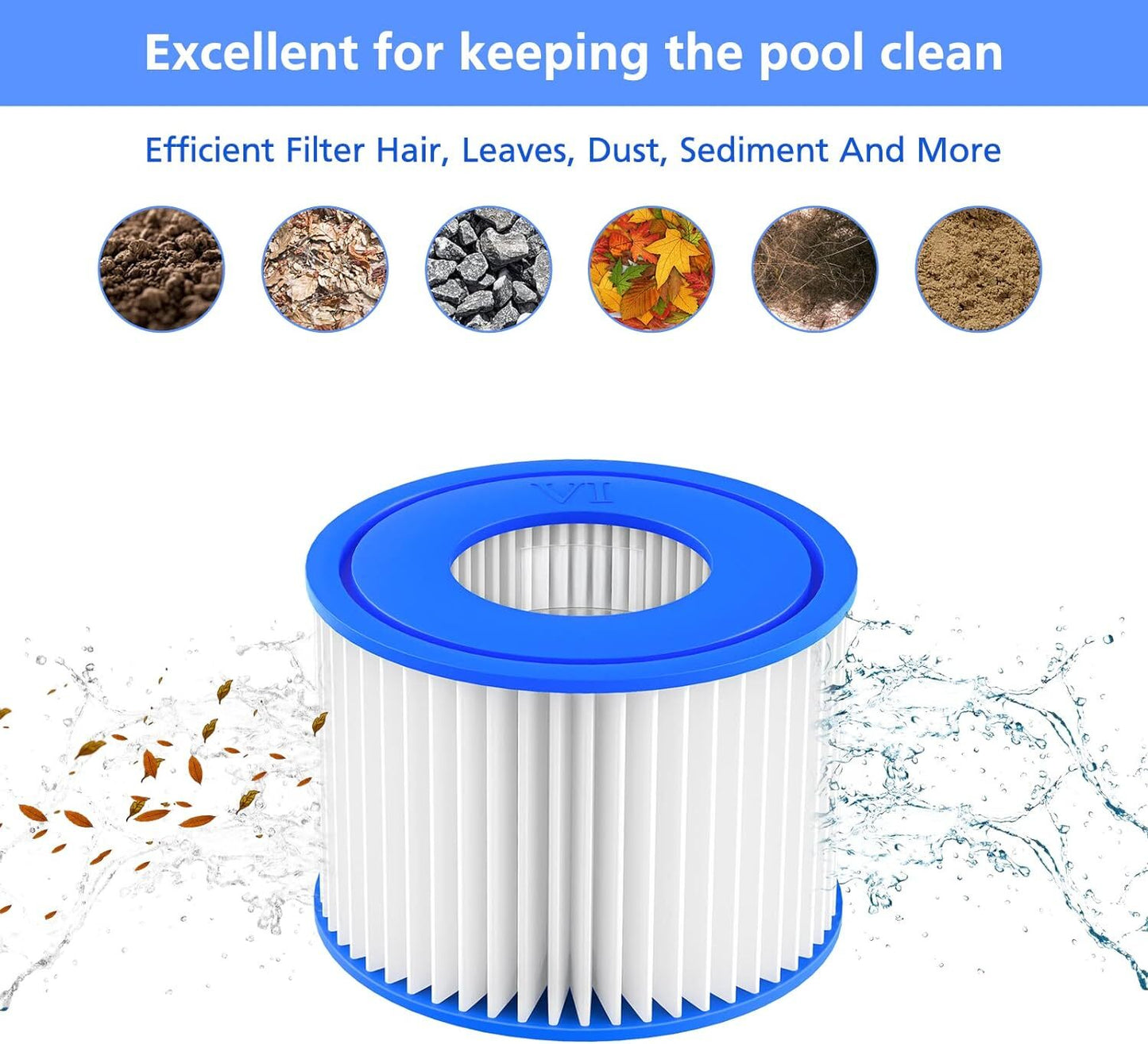 Lay-Z-Spa Filter Cartridge (VI) 4pcs Compatible with All Lay-Z-Spa Hot Tub Models