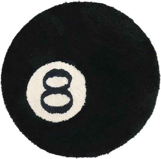 Black Carpet, Billiard Ball Mat, 8-Ball Soft & Fluffy Black Carpet Bedroom Decoration, Black Circle Carpet for Living Room Home Decor 80*80