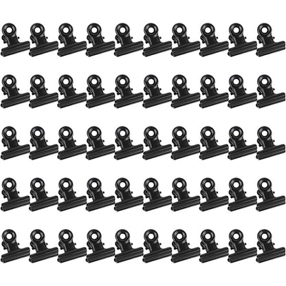 Bulldog Clip Hinged Metal Clips 22mm Strong Spring Black Clips for Files Bags Photos 50 Pieces
