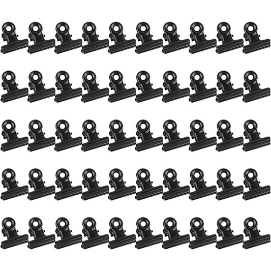 Bulldog Clip Hinged Metal Clips 22mm Strong Spring Black Clips for Files Bags Photos 50 Pieces