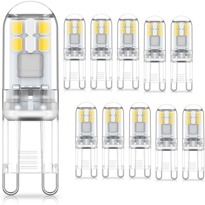 G9 LED Bulbs 10-Pack 1.5W Cool White 6000K Non-Dimmable AC 220-240V Mini Flicker-Free