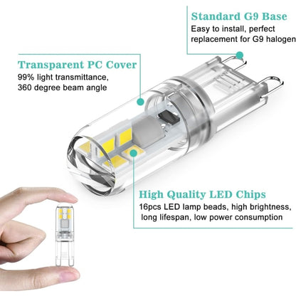 G9 LED Bulbs 10-Pack 1.5W Cool White 6000K Non-Dimmable AC 220-240V Mini Flicker-Free