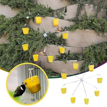 Bird Feeder Carousel Toy With Water Bottle and Food Dish