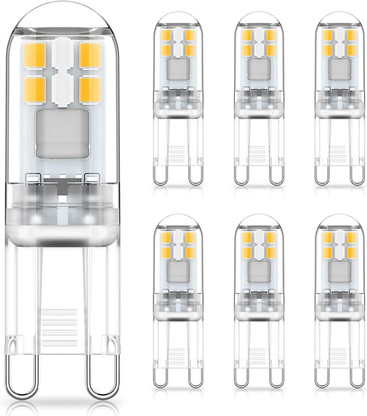 G9 LED Bulbs 1.5W Equivalent to 20W Halogen, 4000K Natural White Light, Non-Dimmable Mini Bulbs, 6-Pack Compatible with MGF