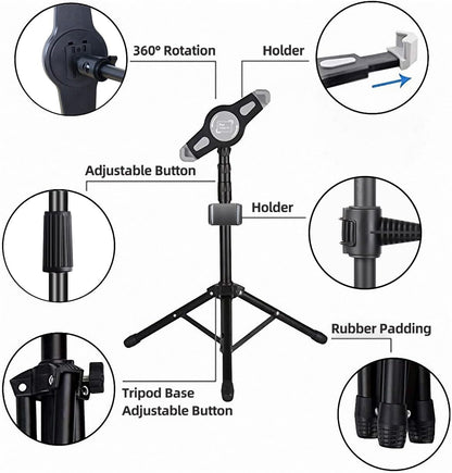 Height Adjustable 360° Rotating iPad Floor Stand Holder Mount