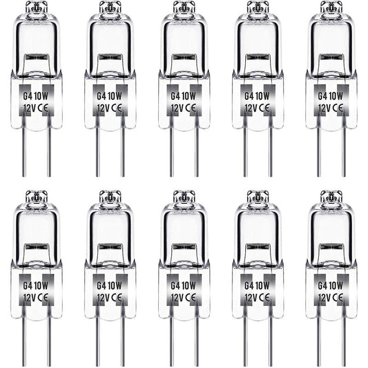 G4 Halogen Bulb, G4 12V 10W Bulb, Warm White 3000K, 150Lm, Dimmable, G4 Halogen Lamp, Clear Capsule Lamp, Pack Of 10