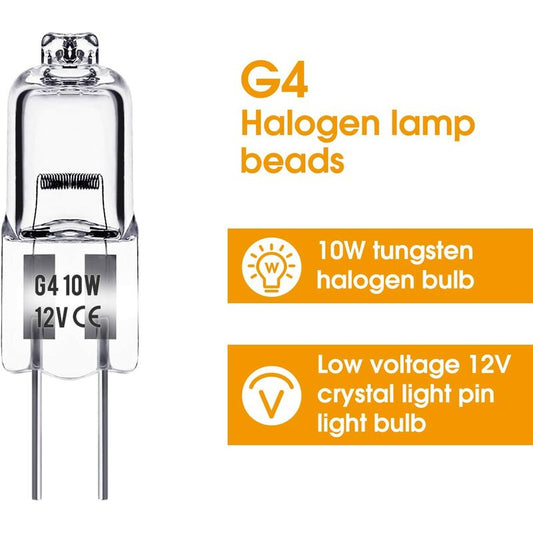 G4 Halogen Bulb, G4 12V 10W Bulb, Warm White 3000K, 150Lm, Dimmable, G4 Halogen Lamp, Clear Capsule Lamp, Pack Of 10