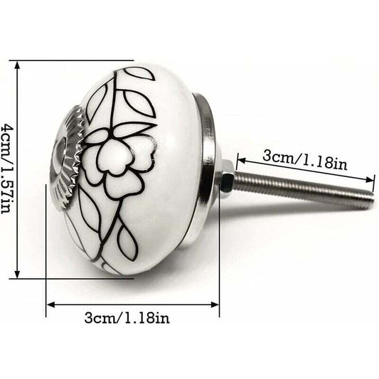 Porcelain Furniture Knob Ceramic Dresser Handle Vintage Door Knobs For Cupboard Drawer (6 Pieces)