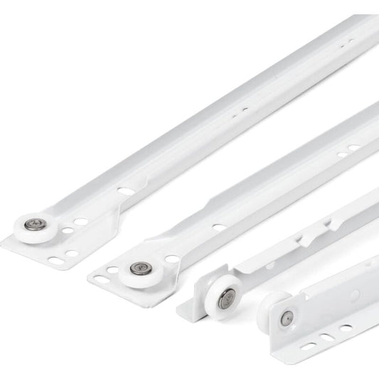 Drawer Slides 400Mm - Pack Of 2 (1 Pair) White Drawer Slide Rails, Partial Extension Slide System - Easy Assembly