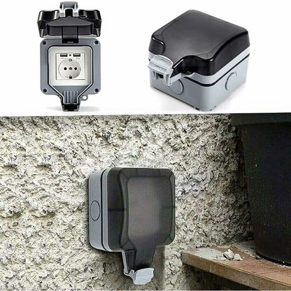 Ip66 Waterproof Socket With Usb Connections Outdoor Electrical Outlet With Cover Wall Socket Box For Garden Garage