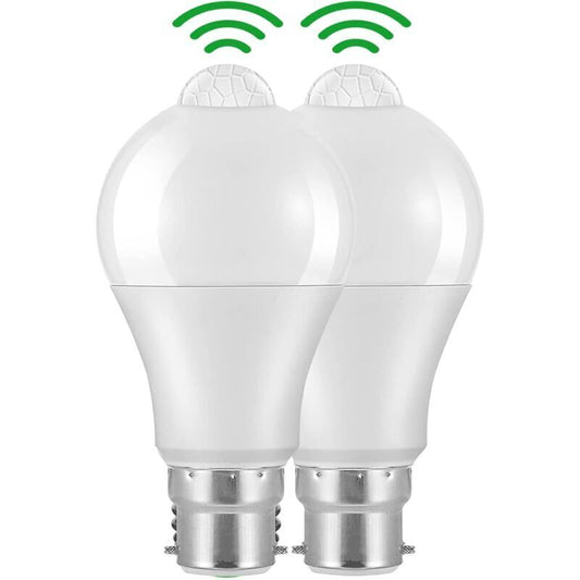 Motion Sensor Bulb B22 Bayonet LED, 12W, 1020Lm, Cool White 6000K, Cir 85, Waterproof Ip42 Energy Saving, Non-Dimmable,