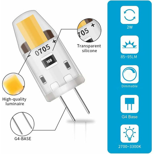 LED G4 Dimmable Light Bulbs,3W Equivalent 30W Halogen Lamp,95Lm Warm White Energy Saving Bulb,No Flicker,Dc 12V,G4