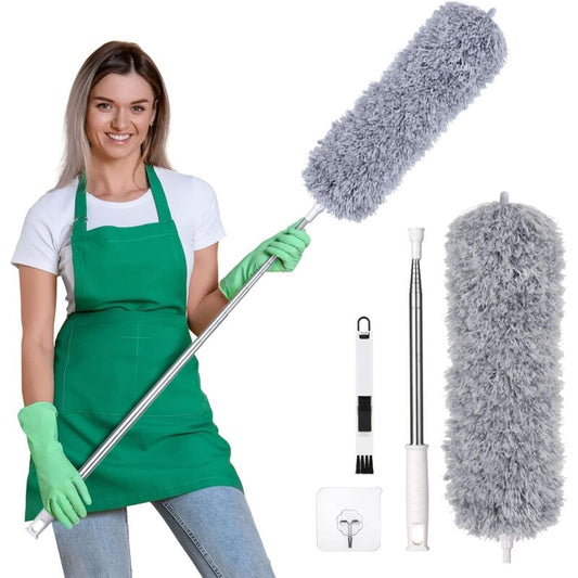 Duster, Telescopic Duster, Microfiber Duster With Stainless Steel Handle, Washable Duster Perfect For Removing Dust In