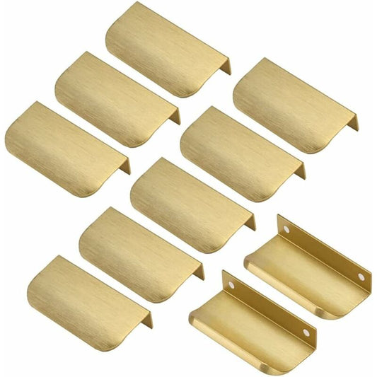 Invisible Gold Handle, 10 Pieces Gold Handle Gold Furniture Handle Invisible Furniture Handle Center Distance 64Mm