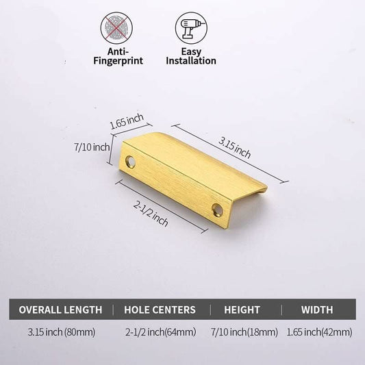Invisible Gold Handle, 10 Pieces Gold Handle Gold Furniture Handle Invisible Furniture Handle Center Distance 64Mm