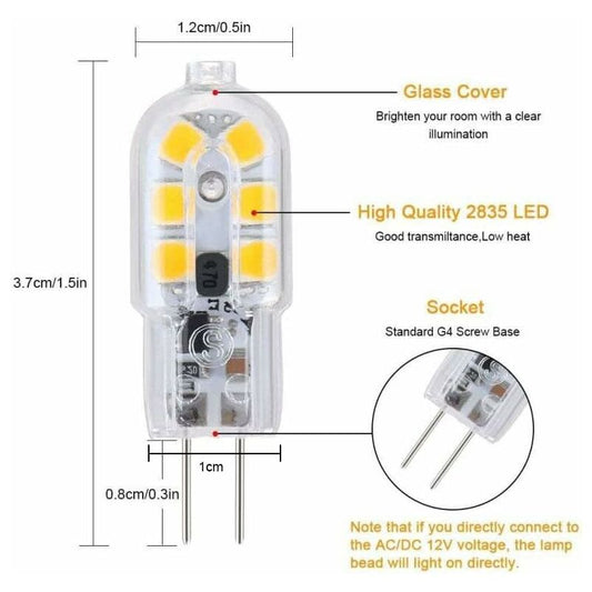 G4 LED Bulb, 5-Pack Warm White 30W Halogen Bulbs Equivalent, 3W G4 LED Bulb Energy Saving For Range Hood Bulbs, Ac/Dc