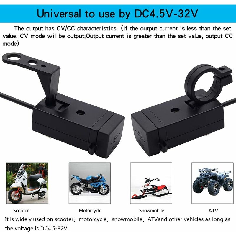 Motorcycle Charger 2 Usb Ports Socket Adapter Quick Charge 3.0 12-24V Usb Mobile Phone Power Charger With Switch For