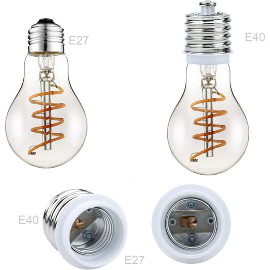 4X Lamp Socket Adapter E40 To E27 In White - 4 pcs Set Reformatting Converters For Lamp Sockets For Incandescent, LED,