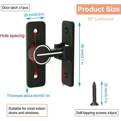 Luminous Sliding Interior Door Lock Latch, 90° Tilt Door Hook Latch, Anti-Theft Hasp Buckle Lock Bolt, For Door, Window