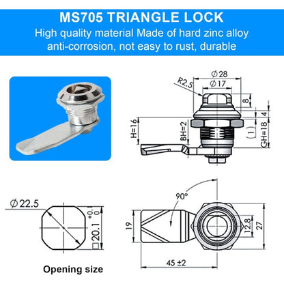 2 Sets Mailbox Lock 20Mm Furniture Lock Socket Lock With Triangle Key Locker Mailbox Security Zinc Alloy Triangle Key