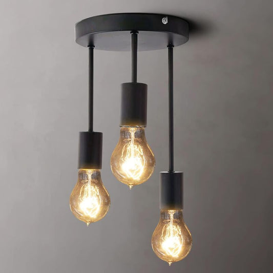 Retro Ceiling Light, 3 Sockets For E27 Bulbs, Industrial Pendant Lamp Metal Retro Vintage Pendant Lights Ceiling Lamp