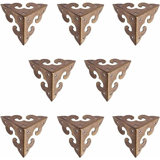 8 pcs Vintage Pure Brass Miniature Corner Protectors With Cloud Pattern