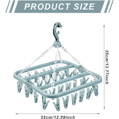 Sock Drying Rack Clothes Hanger With 32 Clips For Foldable Sock Dryer Clothespins Underwear Drying Rack Clothespins For