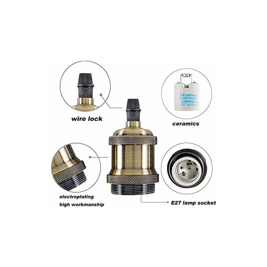 E27 Vintage Lamp Socket, Light Bulb Socket, Ceramic Lamp Holder Adapter For Decorating Bars, Restaurants, Bedrooms,
