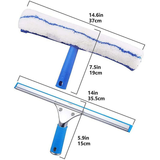 Window Cleaning Kit, Window Squeegee And Microfiber Cloth, Shower Squeegee With Rubber Lip, Window Cleaning Tool, 35Cm