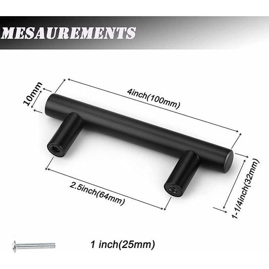 20 pcs Black Furniture Handle Black Kitchen Cabinet Handle T Handles Black Drawer Cupboard Center Distance 64Mm
