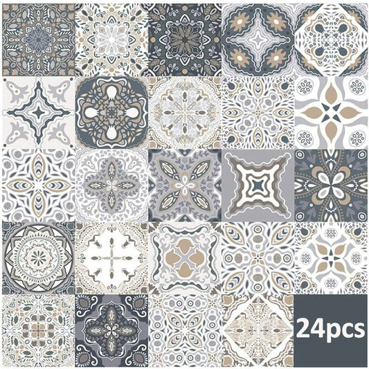 24 pcs Wall Tile Stickers - Self Adhesive Tile Stickers For Kitchen Living ROom Bathroom Home Decor (10Cm)