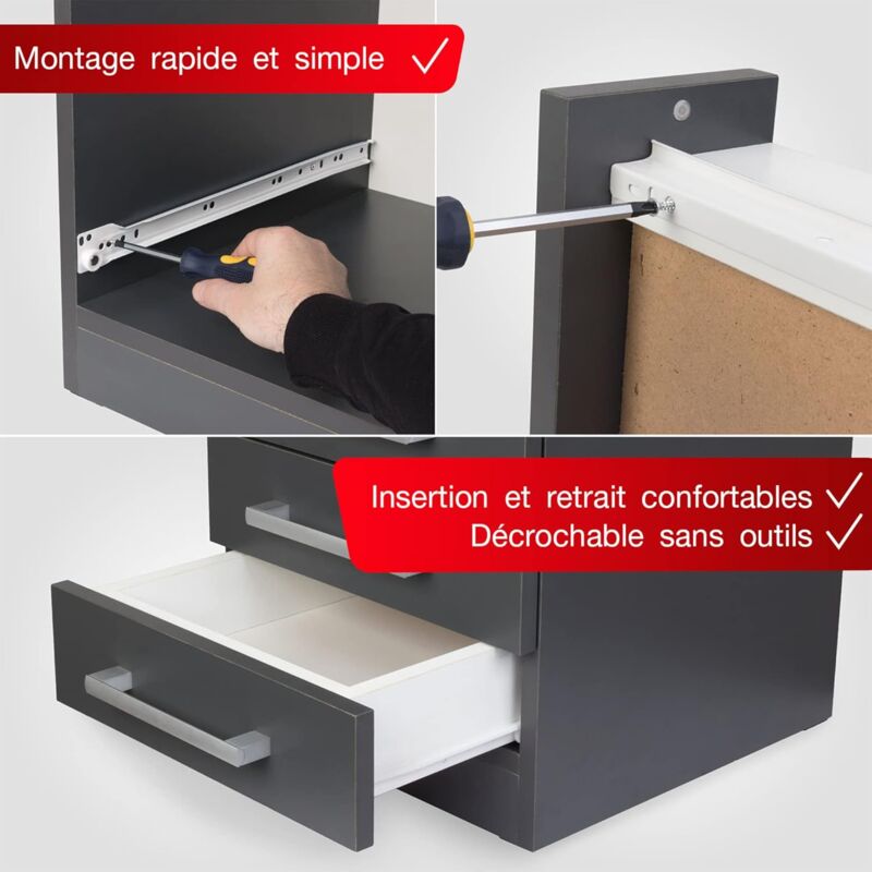 14 Inch Drawer Slides - 2 Pack (1 Pair) White Full Extension Drawer Slide Rails - Easy Assembly Drawer Slide Kit