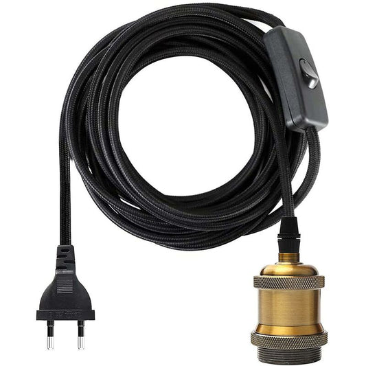 E27 Socket With Switch, 1.2 Meters Fabric Cable Electrical Wire For Bulb Socket/Edison Retro Pendant Light/Creative