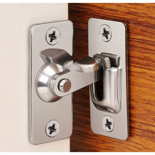90 Degree Right Angle Stainless Steel Door Lock, Used For Wooden Fences, Doors And Windows, Sliding Doors (Silver)