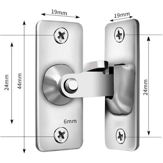 90 Degree Right Angle Stainless Steel Door Lock, Used For Wooden Fences, Doors And Windows, Sliding Doors (Silver)