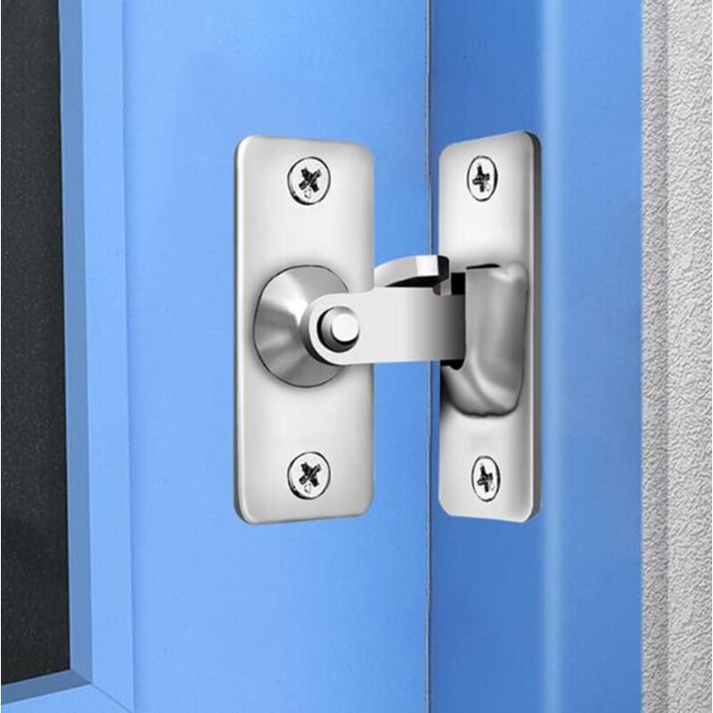 90 Degree Right Angle Stainless Steel Door Lock, Used For Wooden Fences, Doors And Windows, Sliding Doors (Silver)